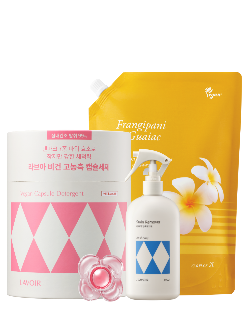 【たっぷり60回分】ボール型洗剤60個入＋柔軟剤2L＋シミ取り300ml